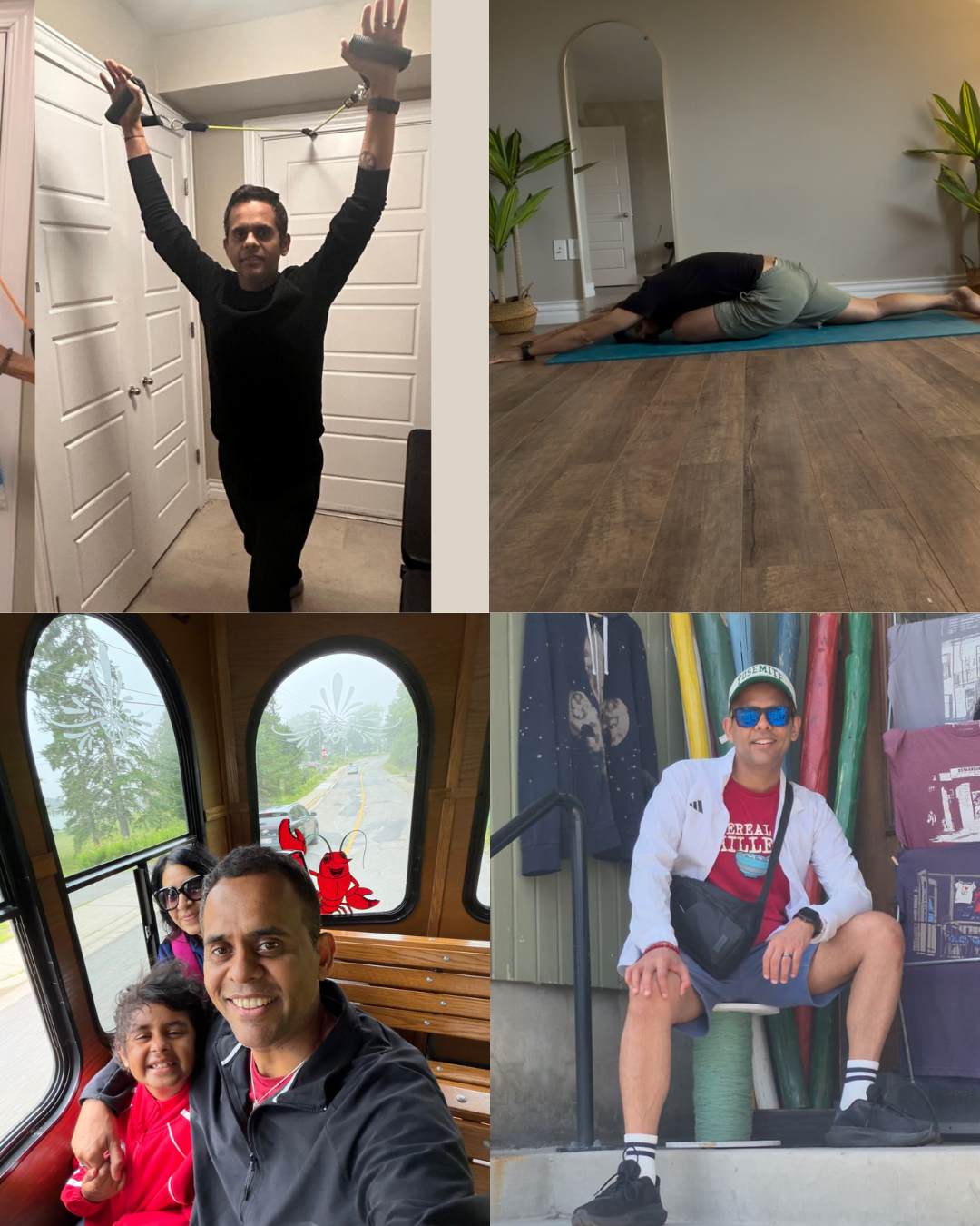 Kartik Iyer today, training, stretching and living actively